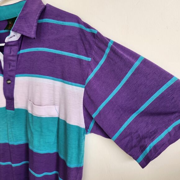 Chip Beck Short Sleeve Striped Pocket Polo Shirt Men's Large 0923 - Picture 4 of 9